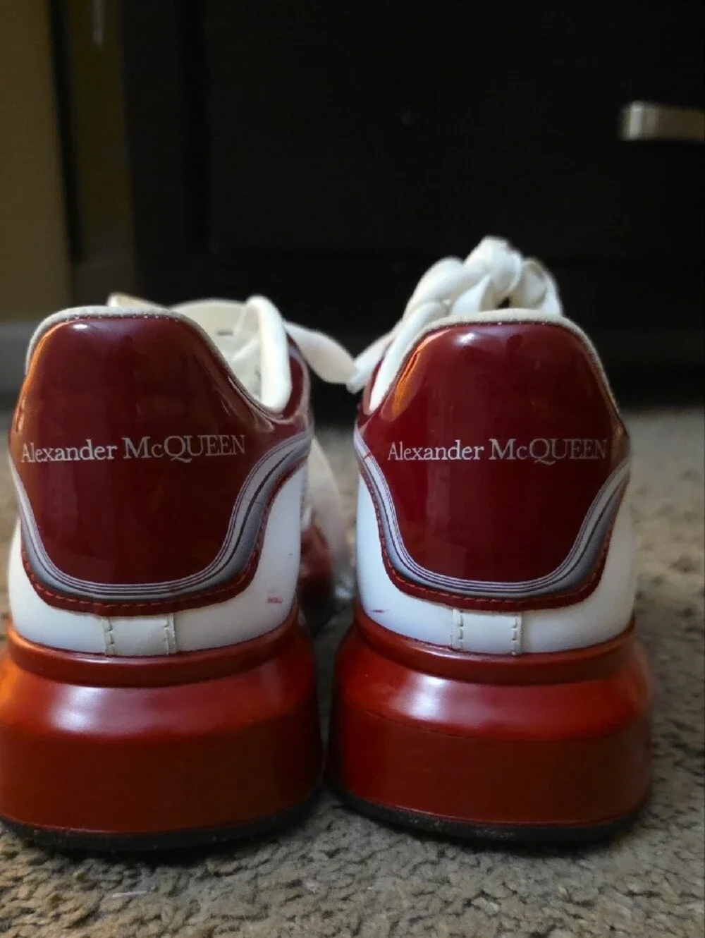 Alexander McQueen Kids White Sneakers with Red Trim